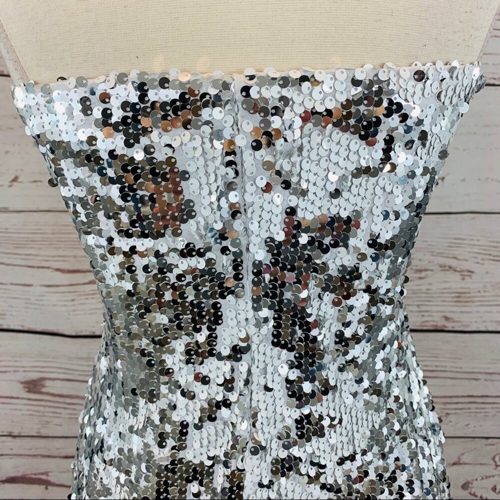 Lily Rose silver and white sequin strapless dress - Picture 6 of 8